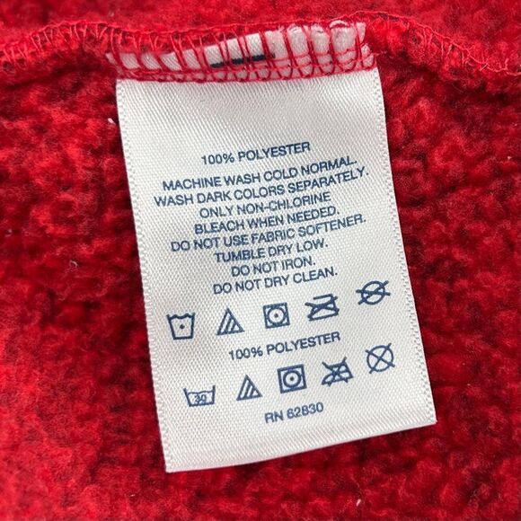 Lands End red fleece full zip long length jacket size large cozy and soft - Picture 6 of 6